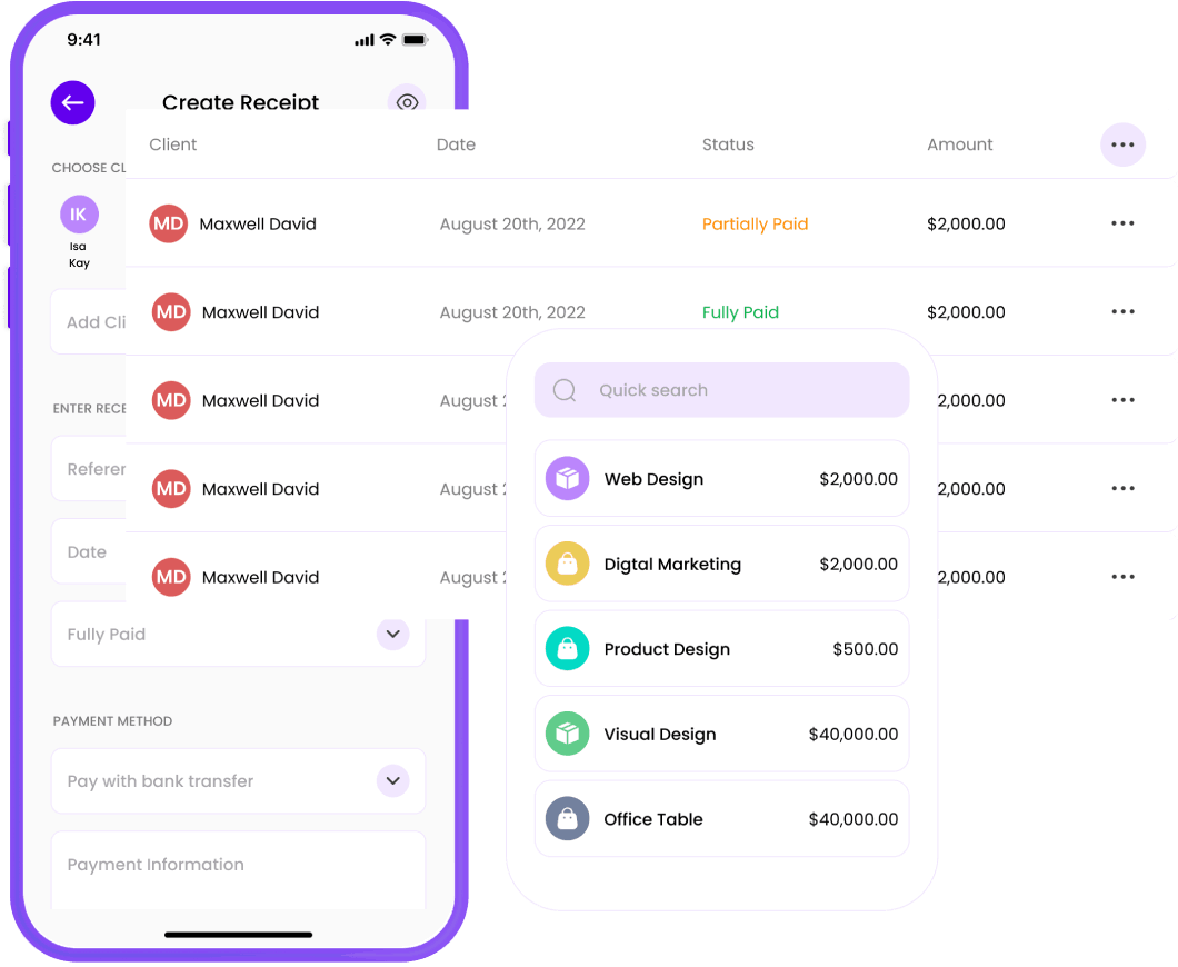 Issue Receipt screenshot